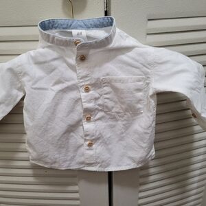 H&M Kids White Button-Up Long Sleeve Shirt 6months